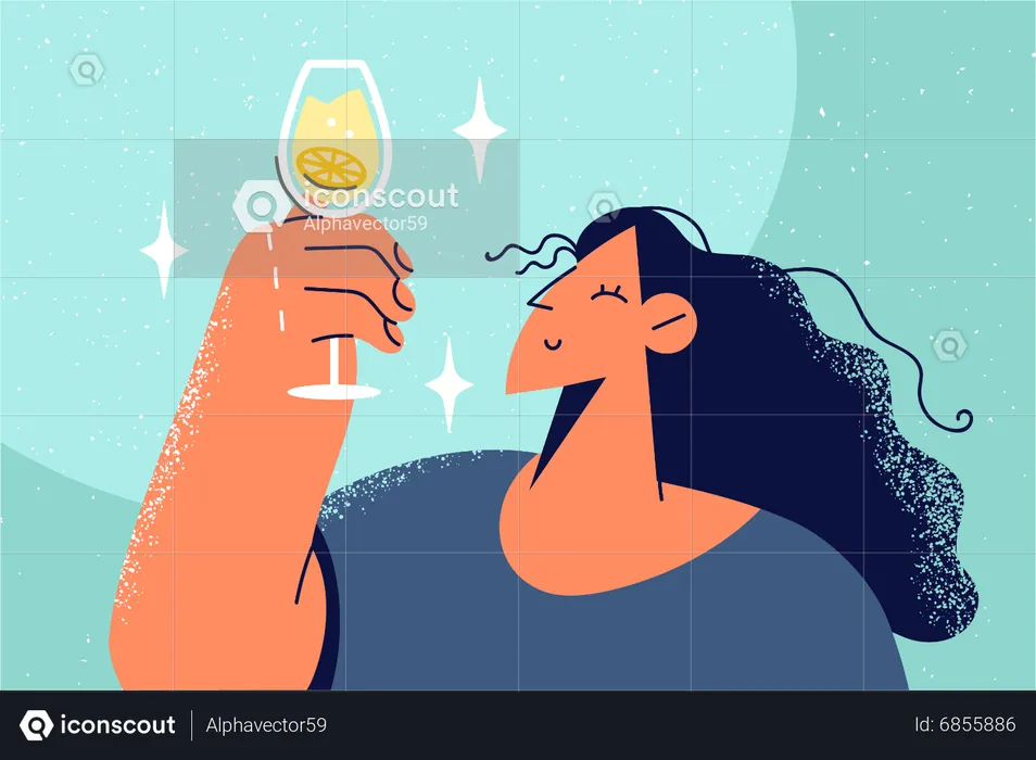Woman drinking alcohol  Illustration
