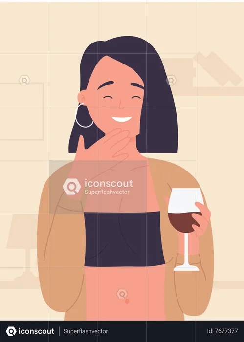 Woman Drinking Alcohol  Illustration