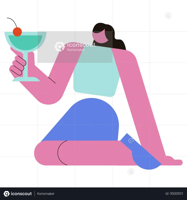 Woman Drinking cocktail  Illustration