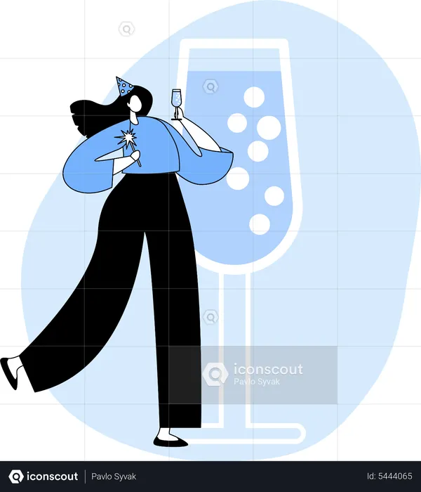 Woman drinking cocktail  Illustration