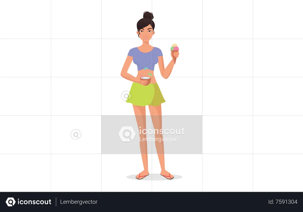 Woman drinking coconut drink  Illustration