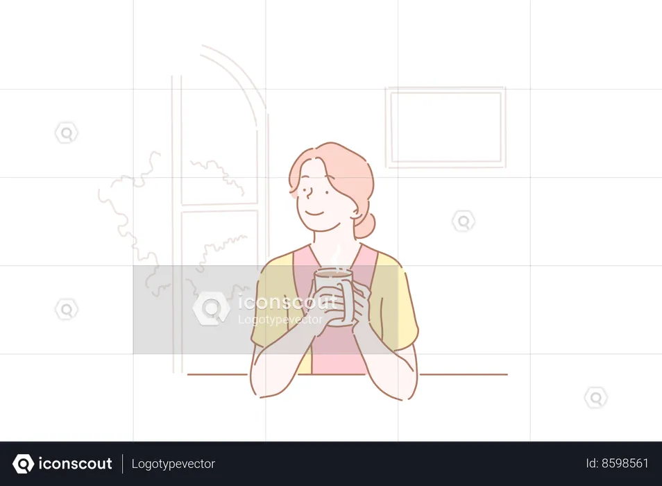 Woman drinking coffee  Illustration