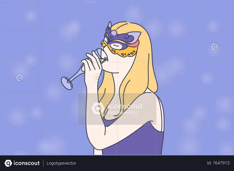 Woman drinking halloween drink  Illustration