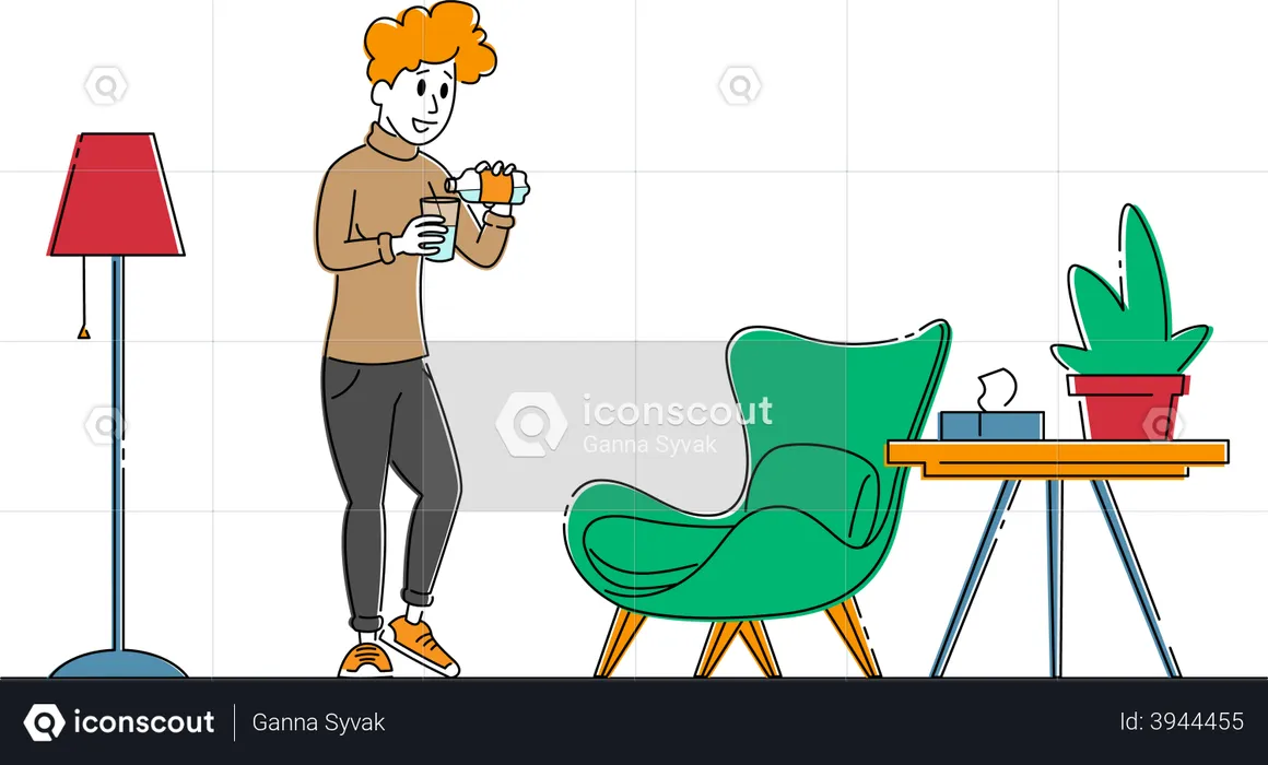 Woman Drinking Pure Water  Illustration