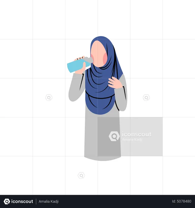 Woman drinking water for hydration  Illustration