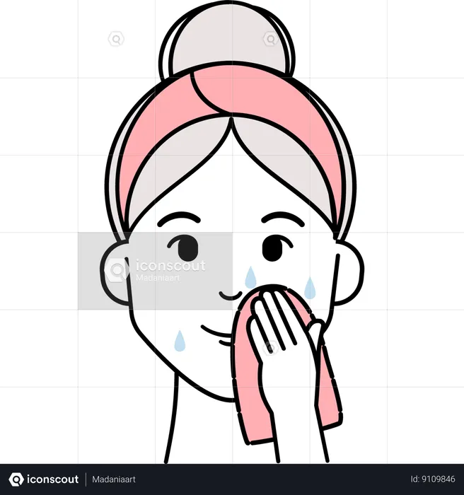 Woman Drying Her face  Illustration