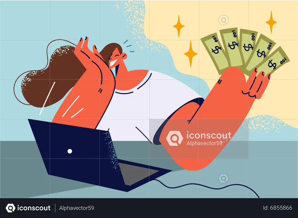 Woman earning money  Illustration
