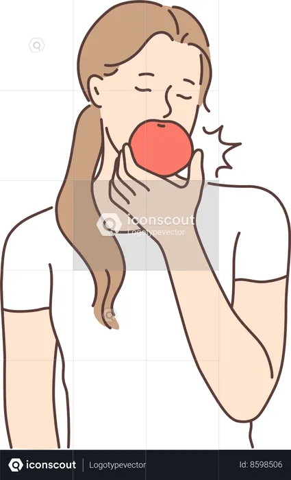 Woman eating apple  Illustration