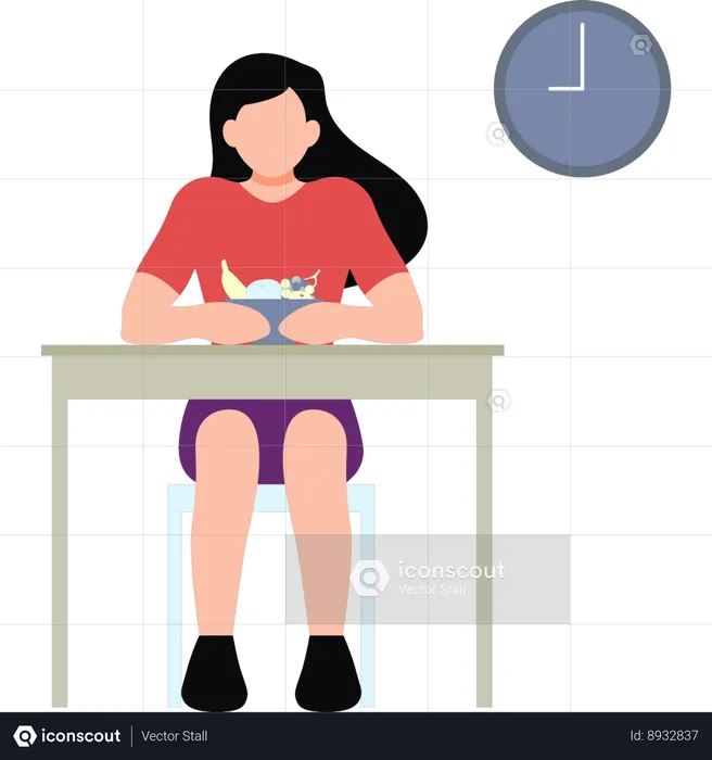 Woman Eating Food  Illustration
