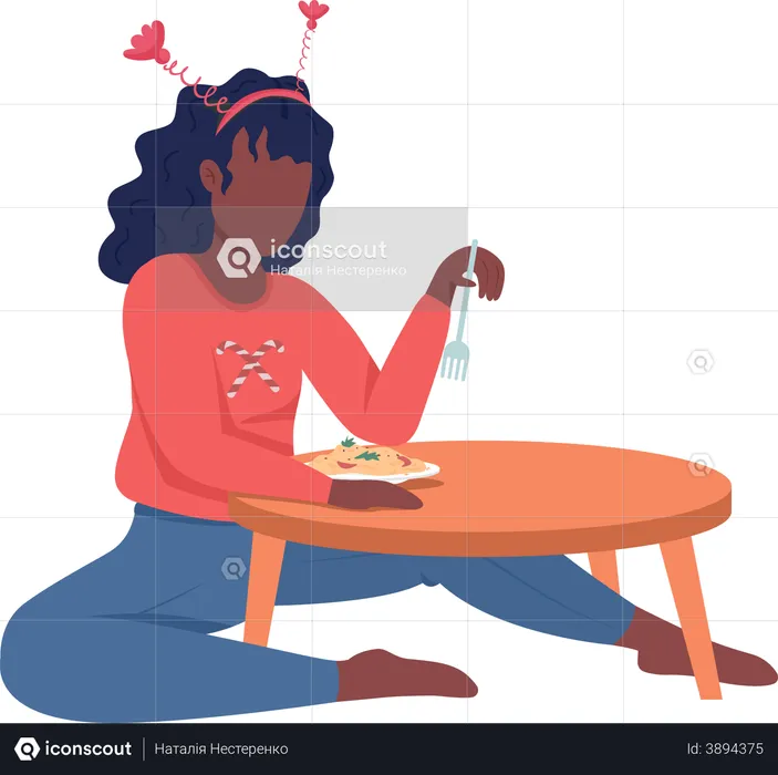 Woman eating food  Illustration