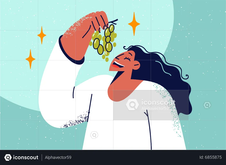 Woman eating grape  Illustration
