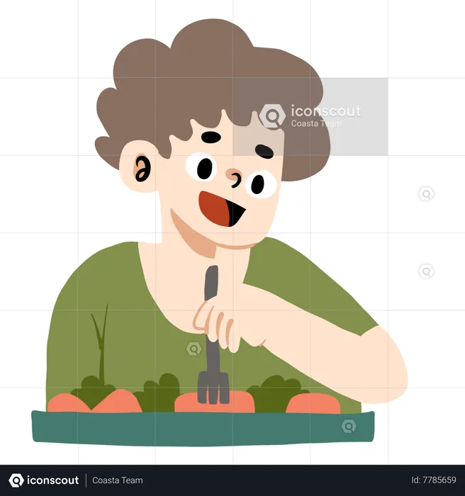 Woman eating vegetables  Illustration
