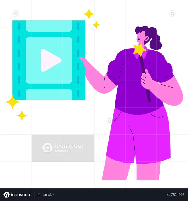 Woman editing video Content  Illustration