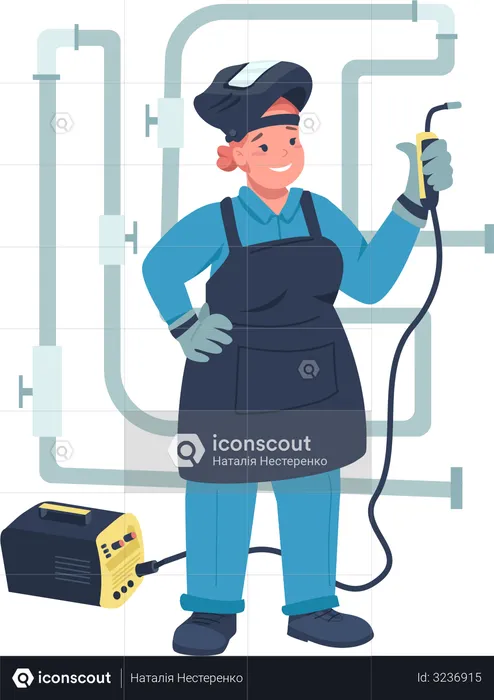 Woman electric welder  Illustration