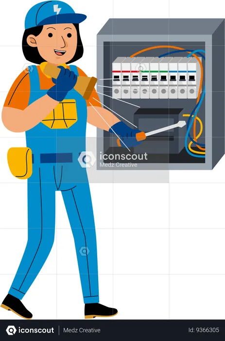 Woman Electrician  Illustration