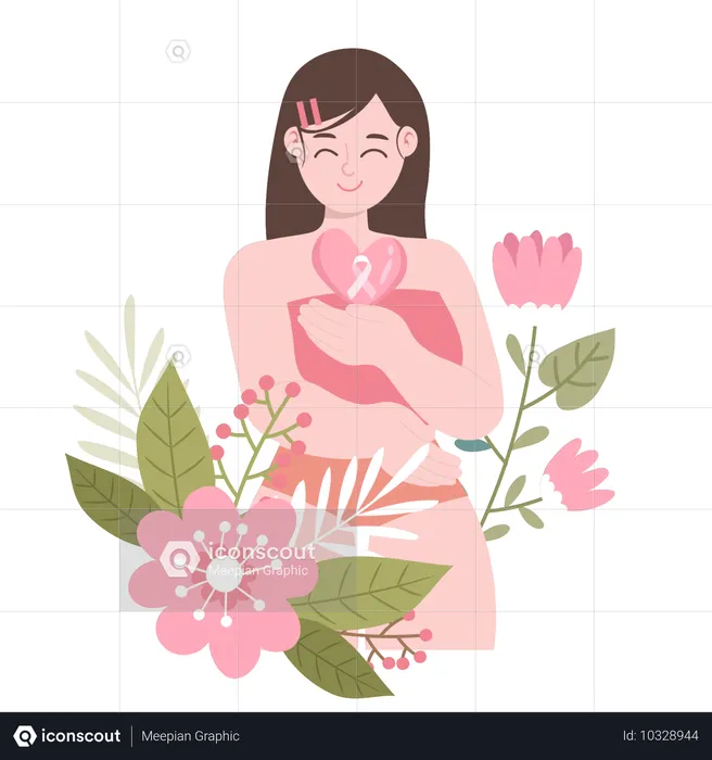 Woman embracing hope for breast cancer awareness  Illustration