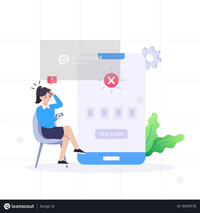 Woman Encounters Login Errro  Illustration