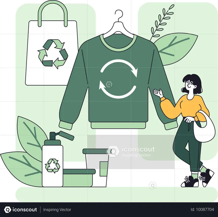 Woman encourages zero waste recycling management  Illustration