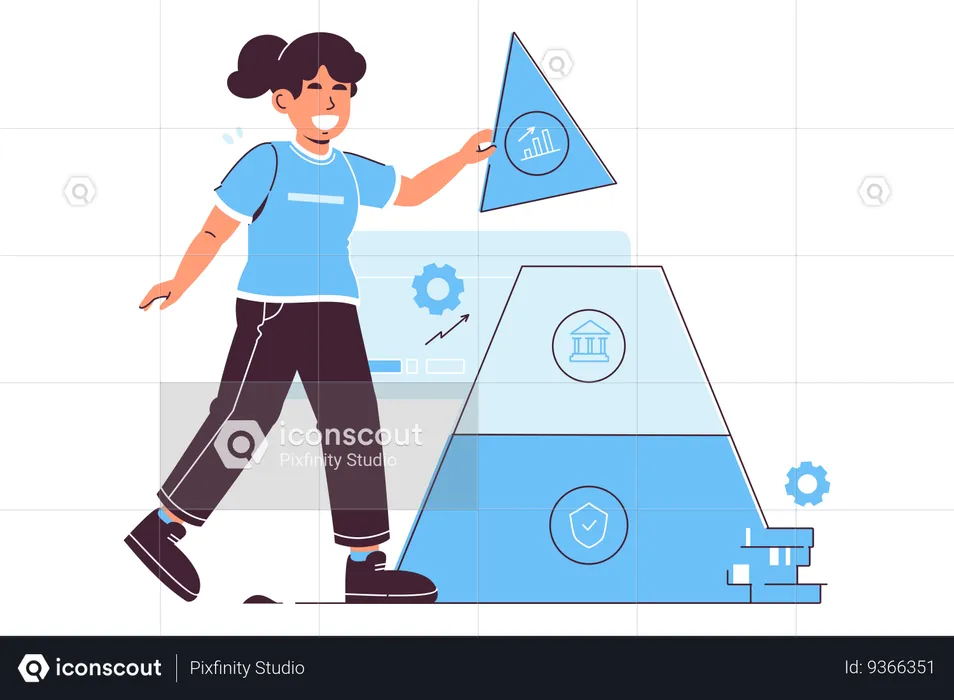Woman Engaging in Financial Planning  Illustration