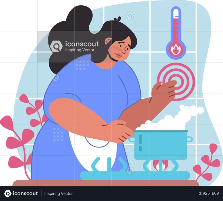Woman engaging with temperature  Illustration