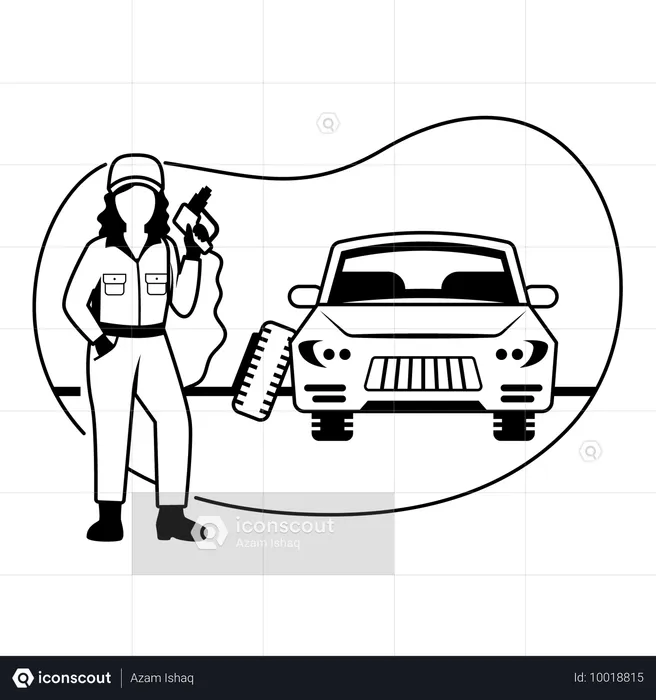 Woman engineer fixing an automobile  Illustration