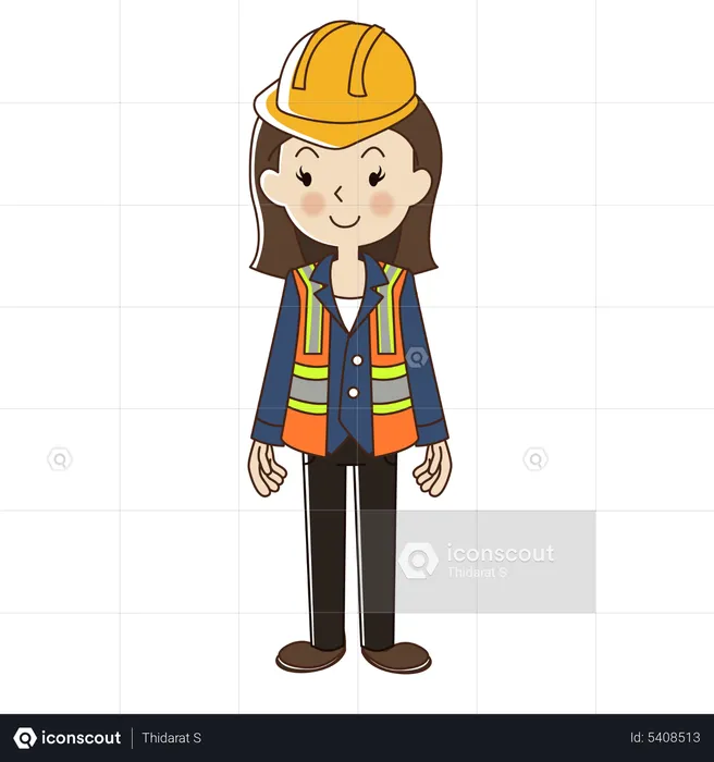 Woman engineer with safety helmet  Illustration