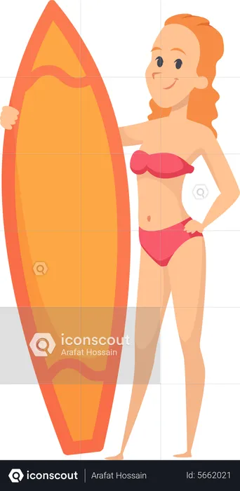 Woman Enjoy Surfing  Illustration