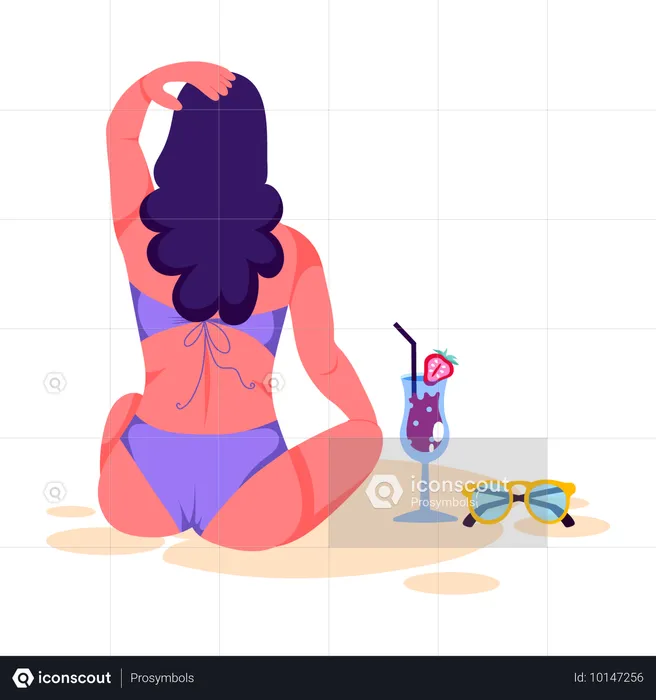 Woman enjoying Beach Holiday  Illustration