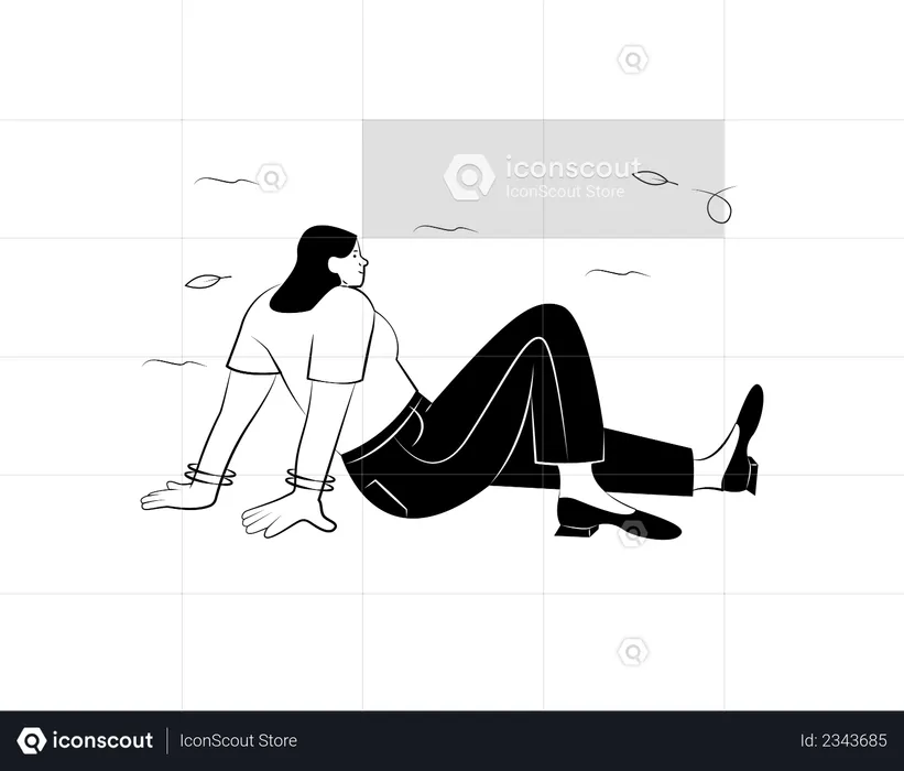 Woman enjoying cool breeze  Illustration