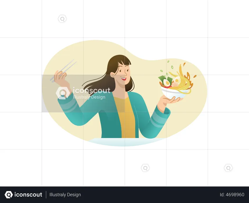 Woman enjoying food  Illustration