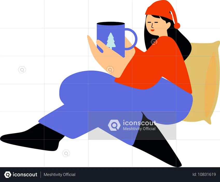 Woman enjoying Holiday Cheer  Illustration