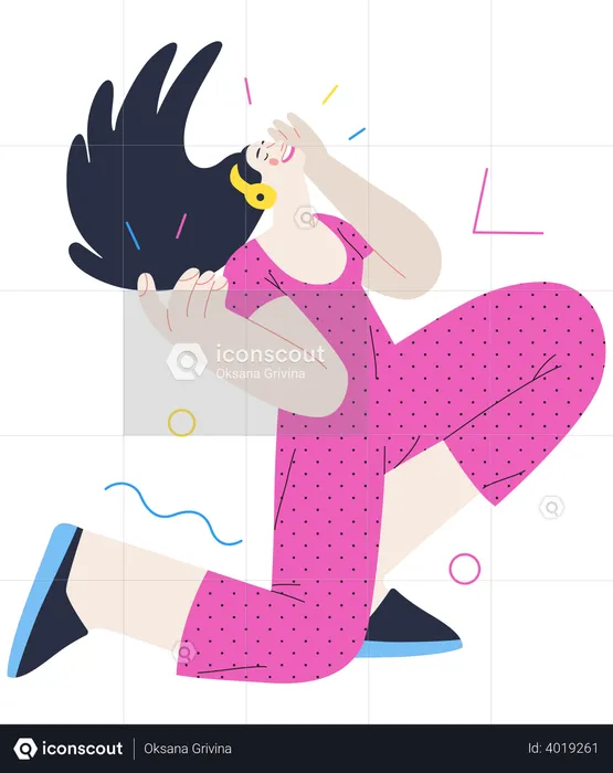 Woman enjoying music  Illustration