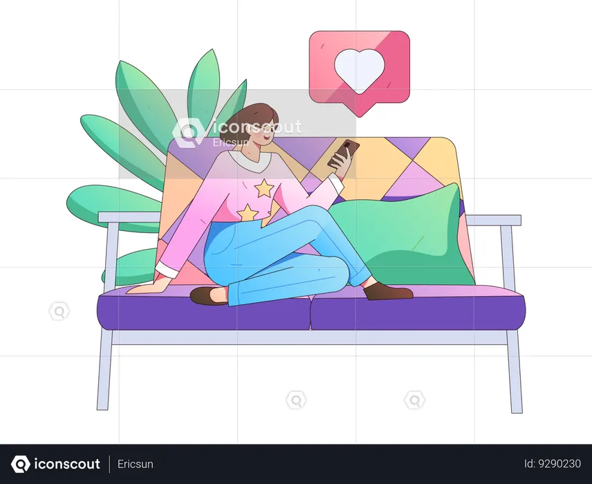 Woman enjoying remote work  Illustration