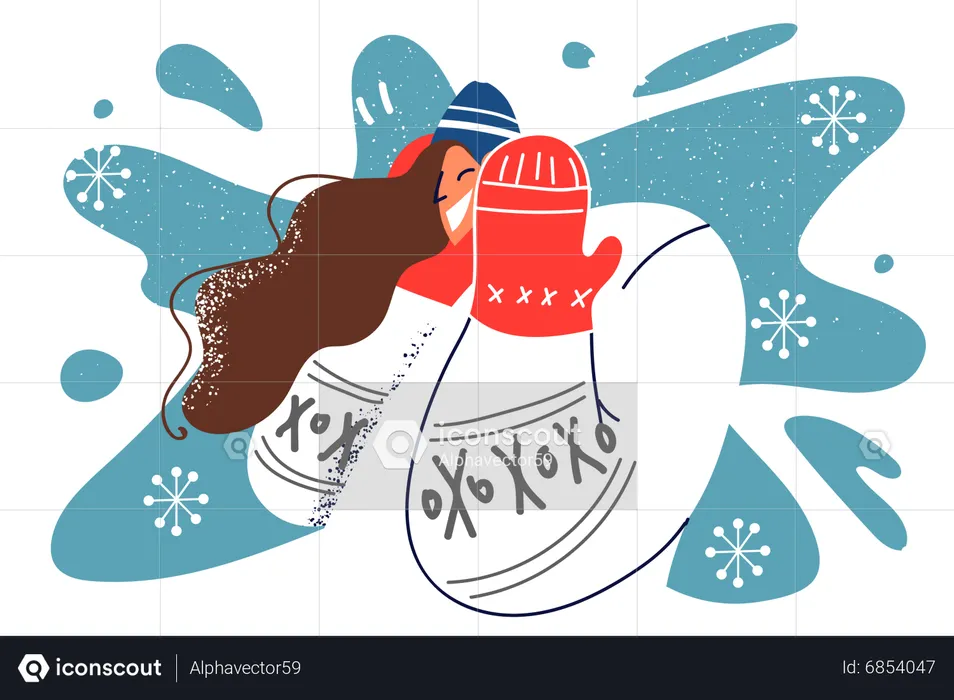 Woman enjoying snow  Illustration