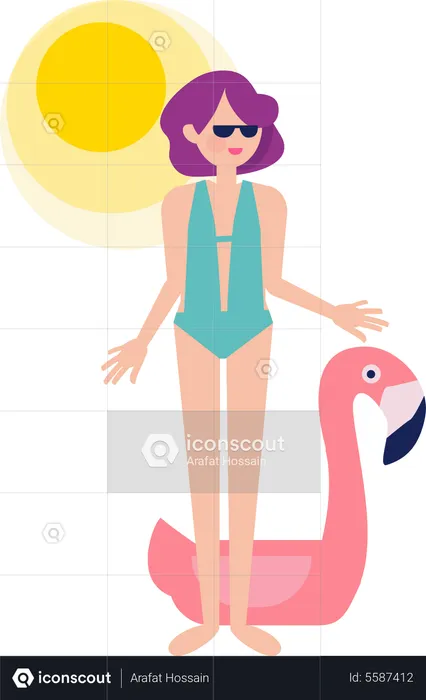 Woman enjoying summer vacation  Illustration