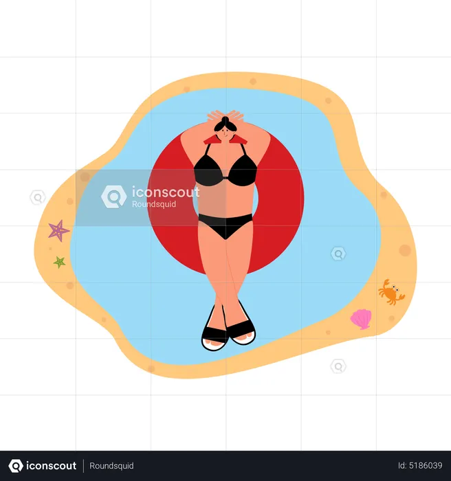 Woman enjoying sunbath at pool  Illustration