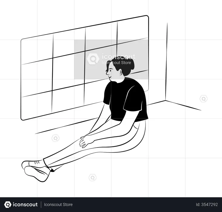 Woman enjoying view from window  Illustration