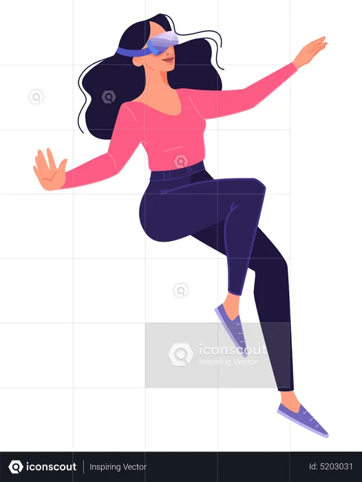 Woman enjoying virtual reality technology  Illustration