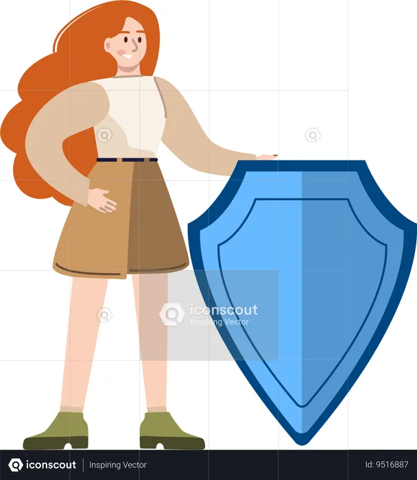 Woman ensures internet security  Illustration
