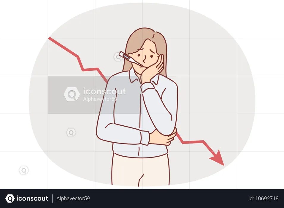 Woman entrepreneur experiencing problems in business  Illustration