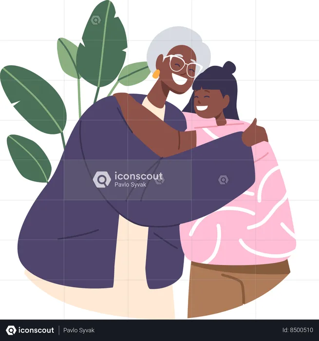 Woman Envelops Her Mother With Warmth  Illustration