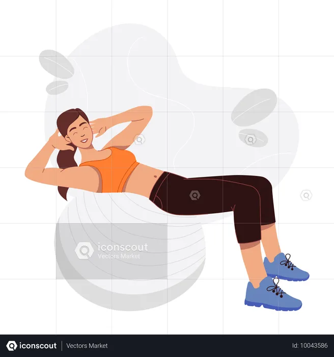 Woman Exercise on Gym Ball  Illustration