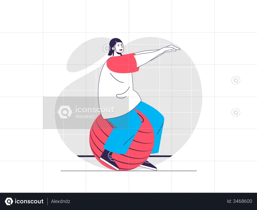 Woman exercising on ball  Illustration