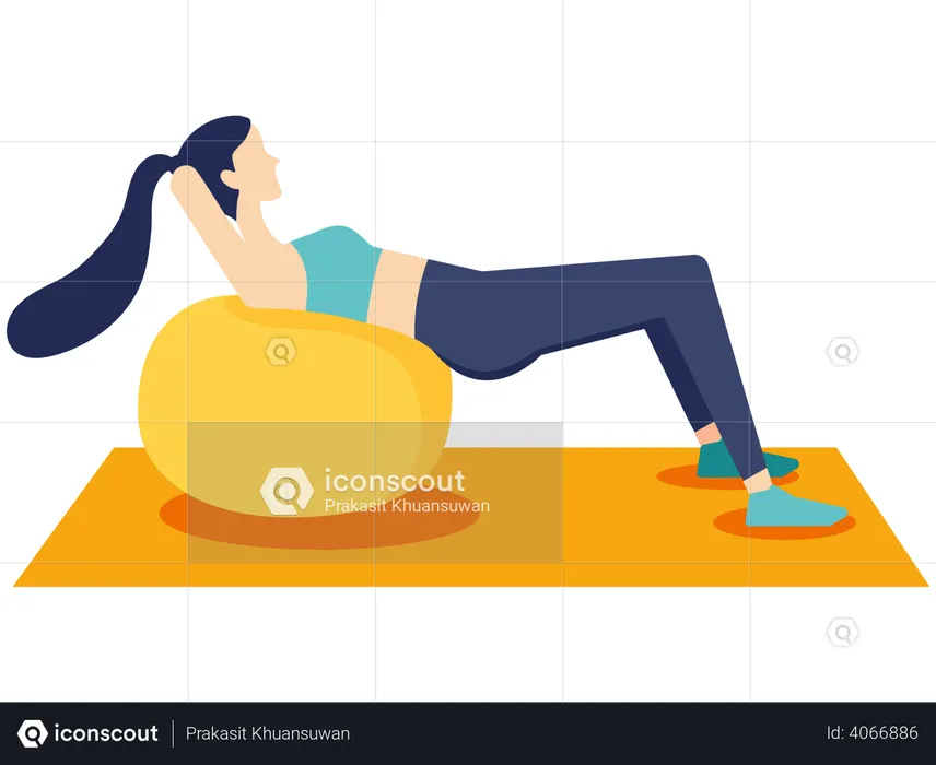 Woman exercising on gym ball  Illustration