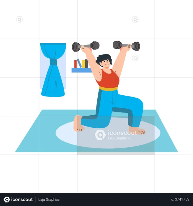 Woman exercising with dumbbells  Illustration