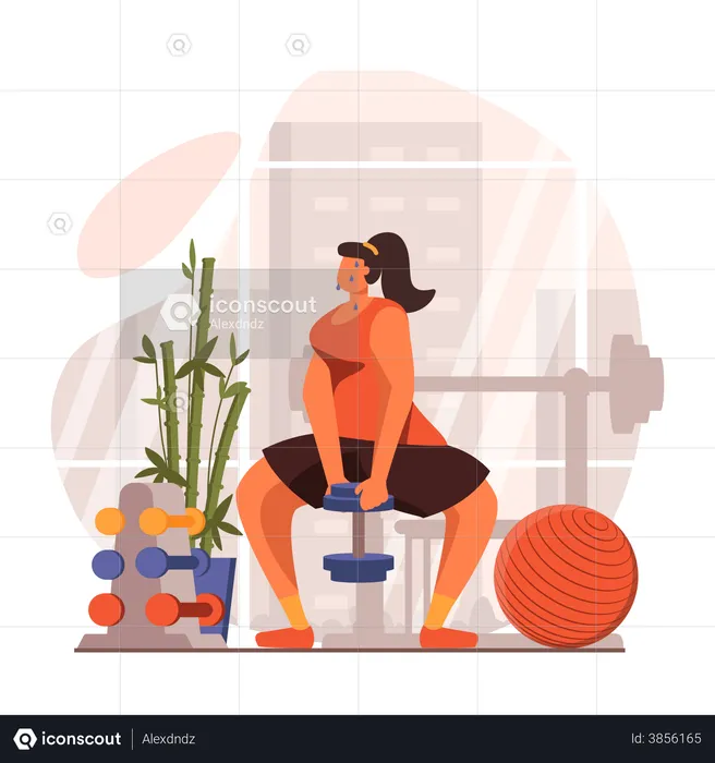 Woman exercising with dumbbells  Illustration