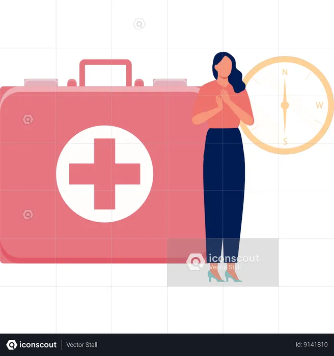 Woman Explaining About First Aid  Illustration