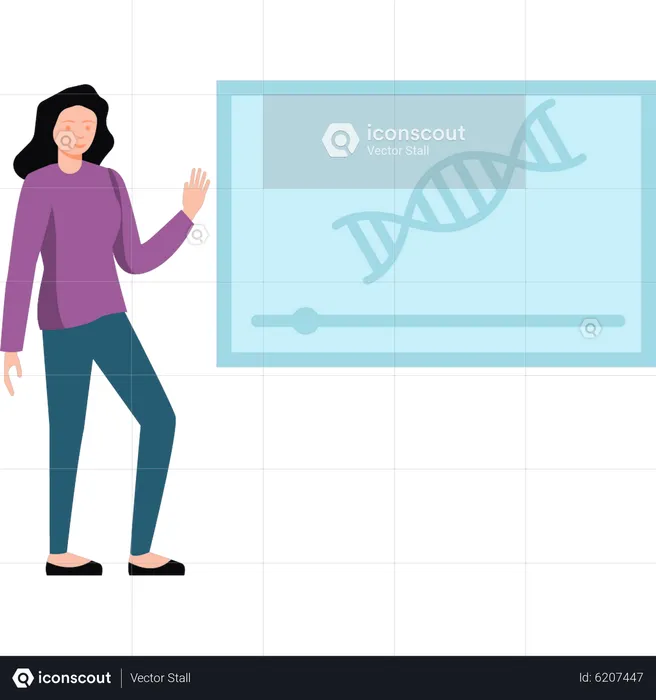 Woman explaining structure of DNA  Illustration