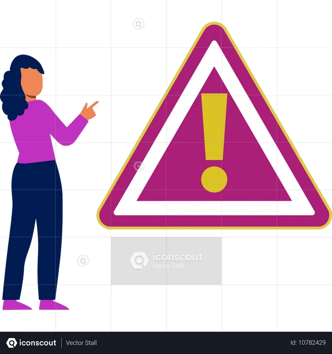 Woman explaining warning alert  Illustration