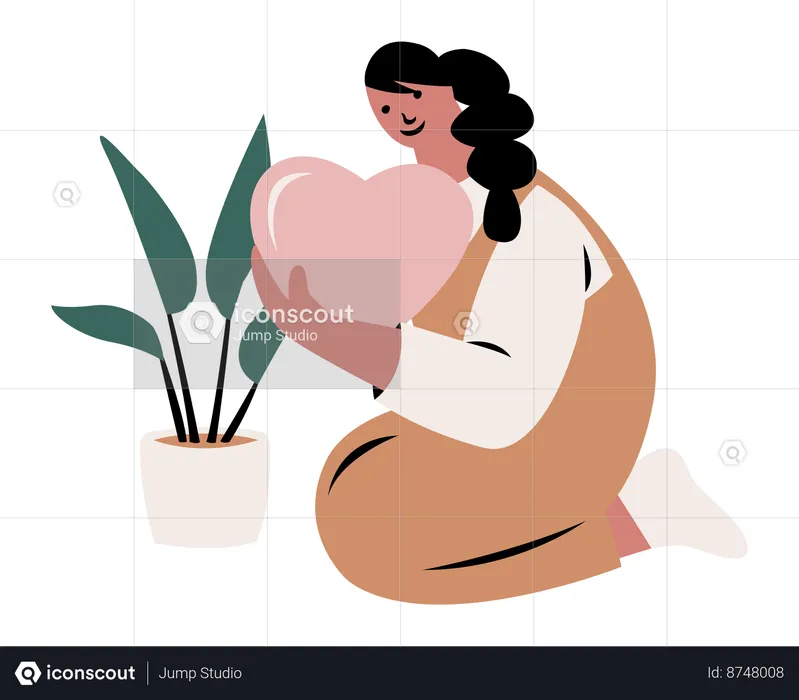 Woman Expressing Self Love and Care  Illustration